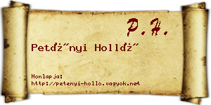 Petényi Holló névjegykártya